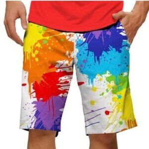 Loud Mouth Golf Stretch Tech Shorts Men's Size 40 Drop Cloth Paint Splatter